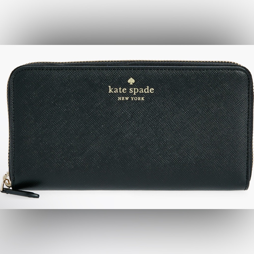 Kate Spade Dana Large Continental Zip Around Black Wallet NWT